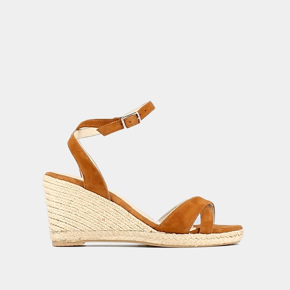 Espadrilles à talons hauts et brides en croute cognac | SIBEL | Jonak