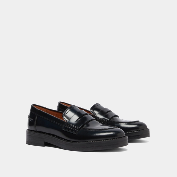 Mocassins &agrave; bouts ronds en cuir patin&eacute; bleu | MIRNA | Jonak