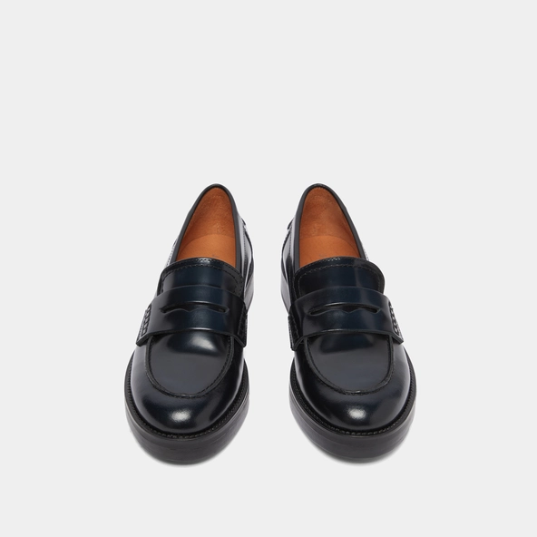 Mocassins &agrave; bouts ronds en cuir patin&eacute; bleu | MIRNA | Jonak