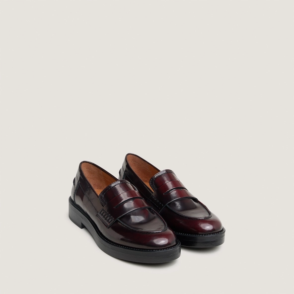 Mocassins à bouts ronds en cuir patiné bordeaux | MIRNA | Jonak