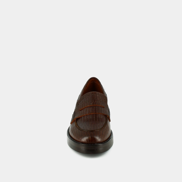 Mocassins &agrave; bouts ronds en cuir reptile marron | MIRNA | Jonak