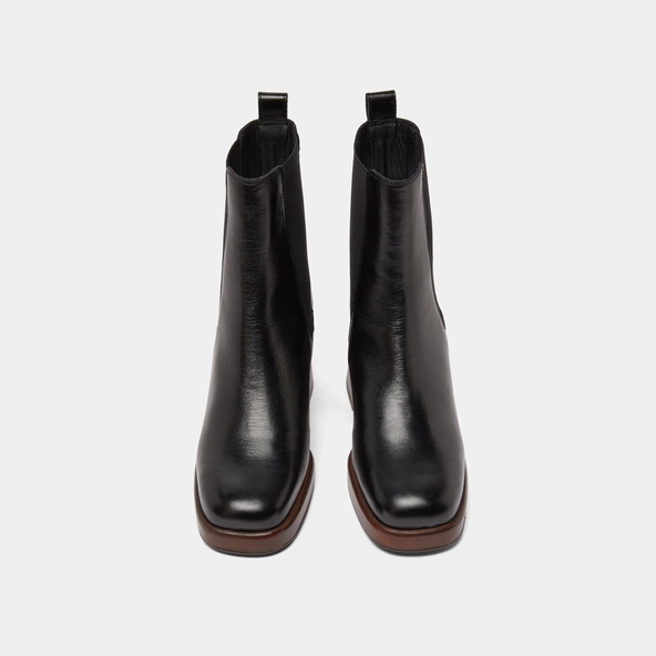 Bottines à bouts carrés et élastiques en cuir veilli noir | BECCA | Jonak