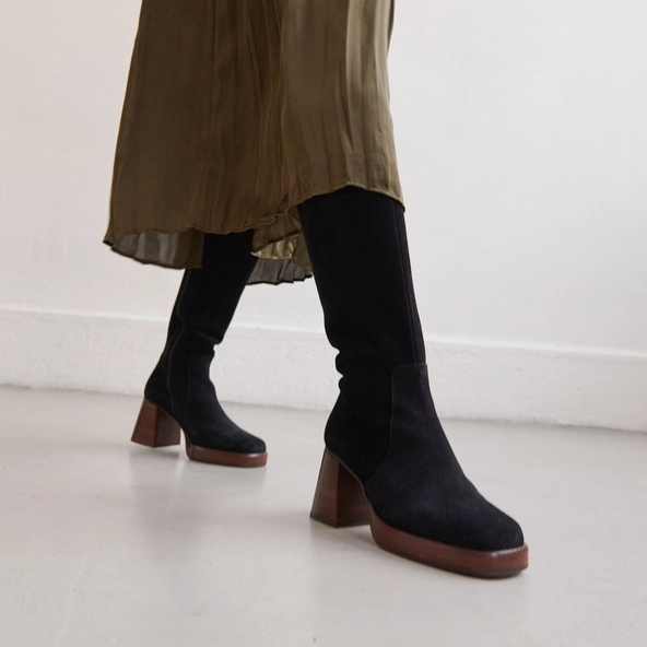 Bottes à plateformes en croute noir | BETINA | Jonak