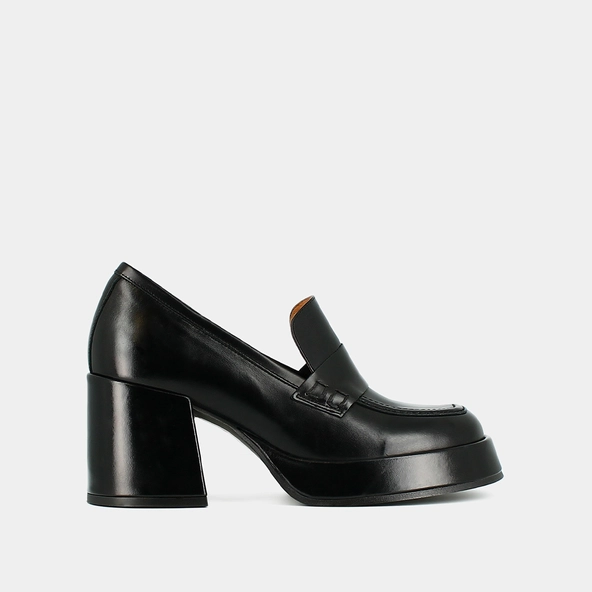 Mocassins &agrave; plateformes en cuir noir | BRAD | Jonak