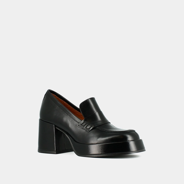 Mocassins &agrave; plateformes en cuir noir | BRAD | Jonak
