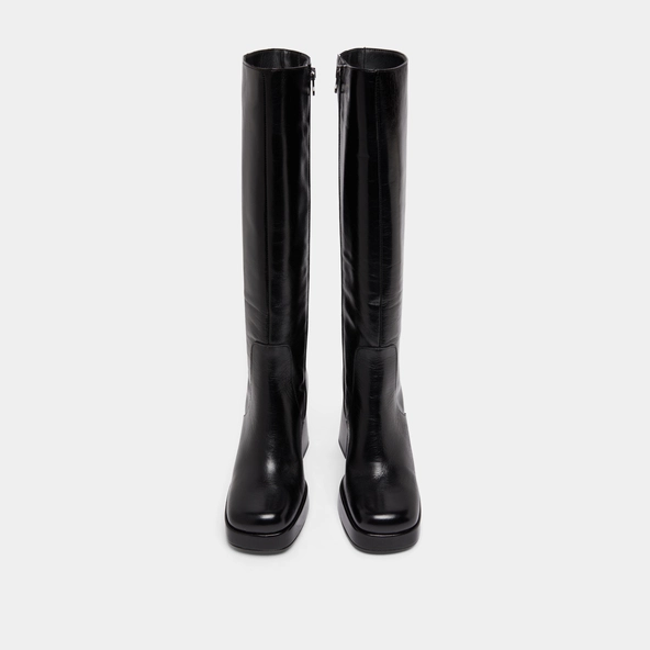 Bottes à talons et bouts carrés en cuir vieilli noir | BRYAN | Jonak