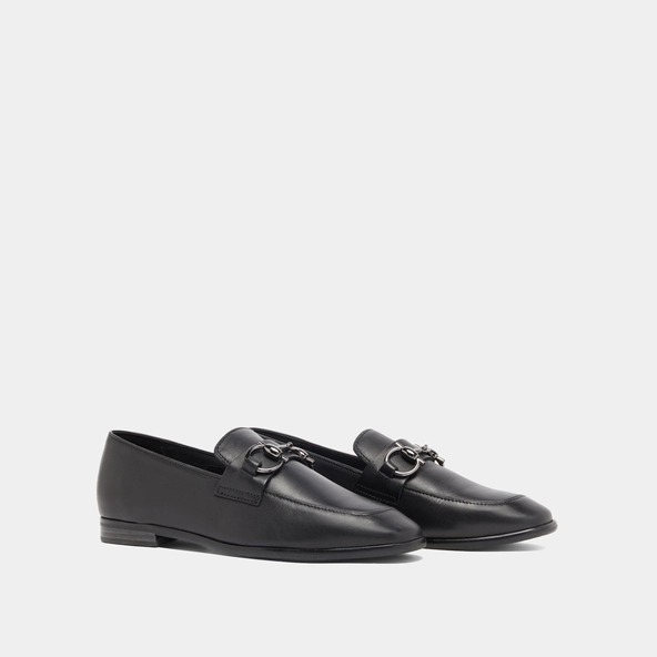 Mocassins &agrave; mors et bouts carr&eacute;s en cuir noir | AMELLE | Jonak