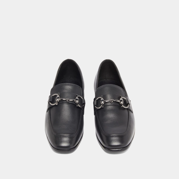 Mocassins &agrave; mors et bouts carr&eacute;s en cuir noir | AMELLE | Jonak