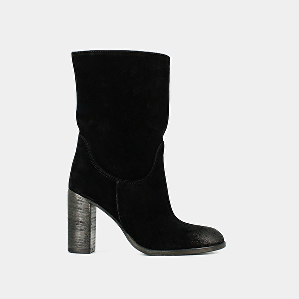 Boots à talons et bouts ovales en croute noire | FRANCINE | Jonak