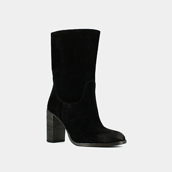 Boots à talons et bouts ovales en croute noire | FRANCINE | Jonak