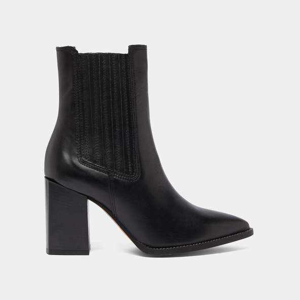 Bottines &agrave; talons et bouts pointus en cuir noir | PERLINE | Jonak