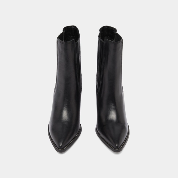 Bottines &agrave; talons et bouts pointus en cuir noir | PERLINE | Jonak