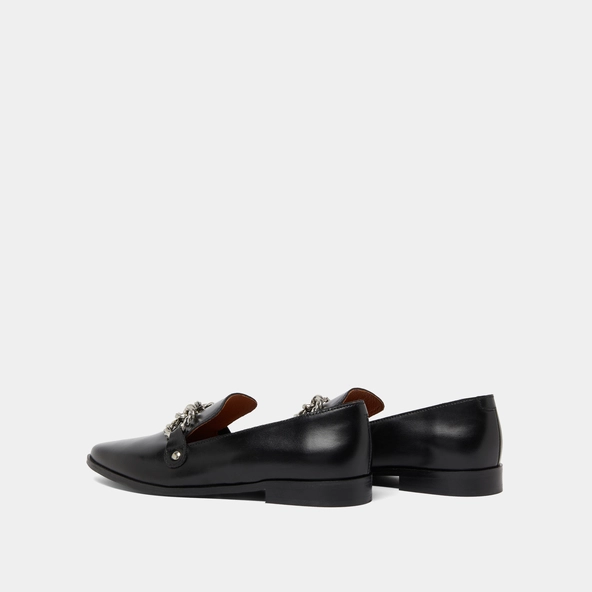 Mocassins &agrave; boucles argent&eacute;es et bouts p... en cuir noir | ALICANTE | Jonak