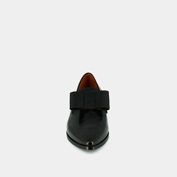 Mocassins &agrave; noeuds et bouts pointus en cuir noir | ANGLET | Jonak