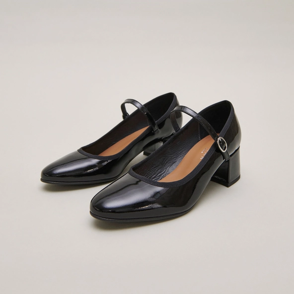 Babies à talons en cuir verni noir | DALMATIE | Jonak