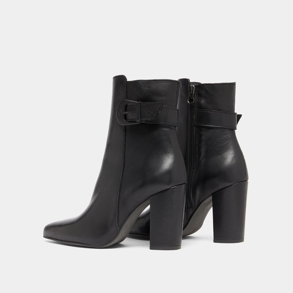 Bottines à bouts pointus et boucles en cuir noir | BETH | Jonak