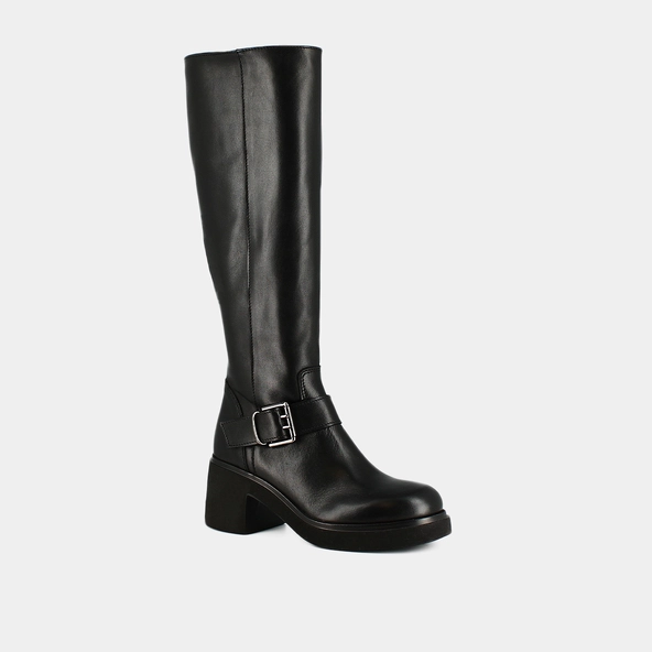 Bottes &agrave; semelles &eacute;paisses et boucles la... en cuir noir | RODEZ | Jonak