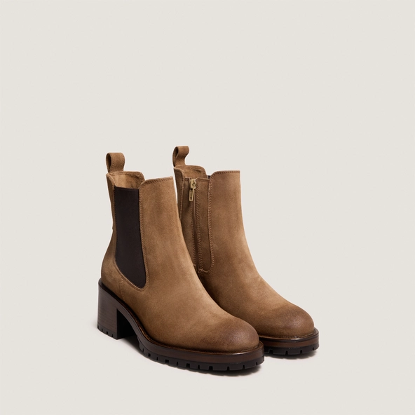 Boots à larges élastiques en croûte taupe | CECILE | Jonak