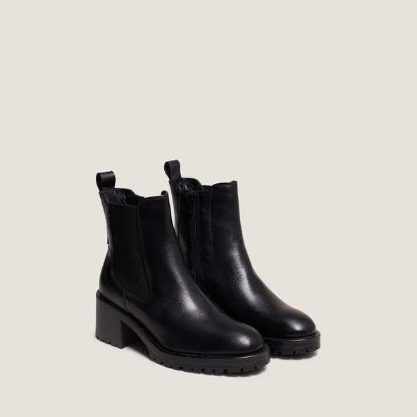 Boots à larges élastiques en cuir grainé noir | CECILE | Jonak