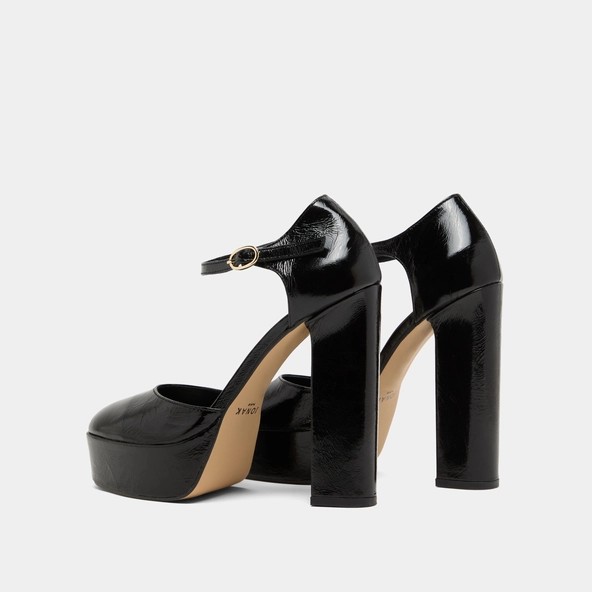Babies à hauts talons et plateformes en cuir brillant noir | VANCOUVER | Jonak