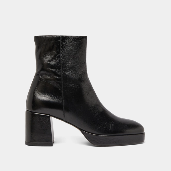 Bottines &agrave; bouts carr&eacute;s en cuir vieilli noir | VANVES | Jonak