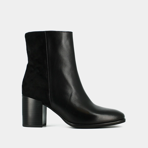 Bottines à talons en cuir et velours noir | ALBAN | Jonak