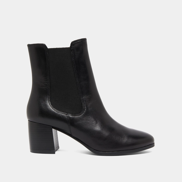 Bottines &agrave; talons et &eacute;lastiques en cuir noir | ALDERIC | Jonak