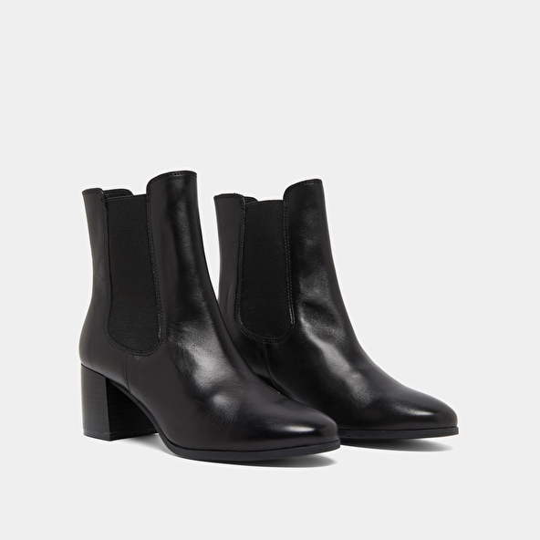 Bottines à talons et élastiques en cuir noir | ALDERIC | Jonak