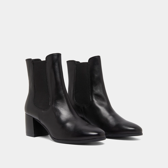 Bottines &agrave; talons et &eacute;lastiques en cuir noir | ALDERIC | Jonak