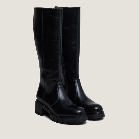 Bottes à semelles crantées en cuir noir | ANTONIN | Jonak