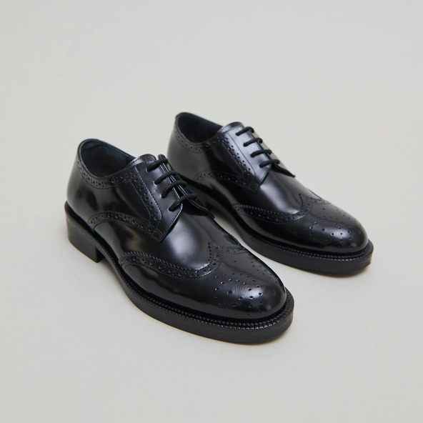 Derbies à lacets en cuir glacé noir | DRUM | Jonak