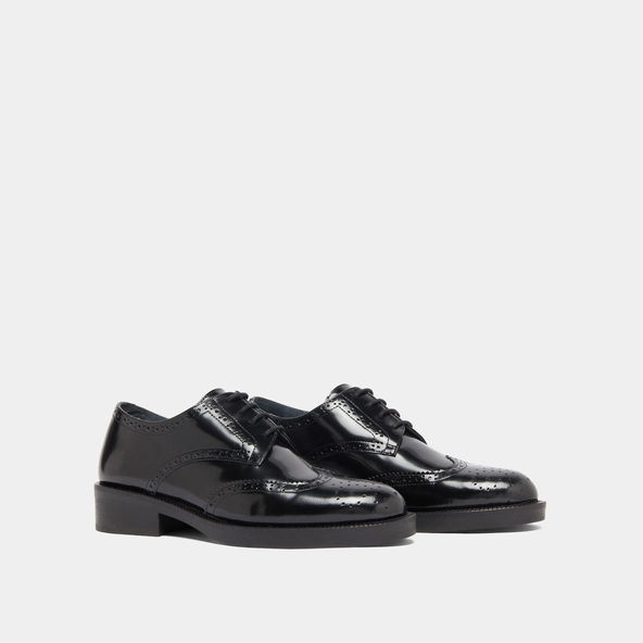 Derbies à lacets en cuir glacé noir | DRUM | Jonak