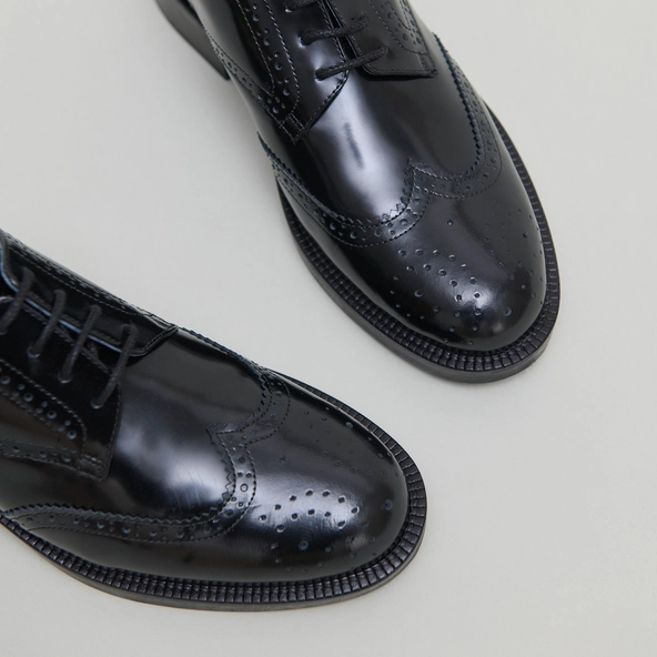 Derbies à lacets en cuir glacé noir | DRUM | Jonak