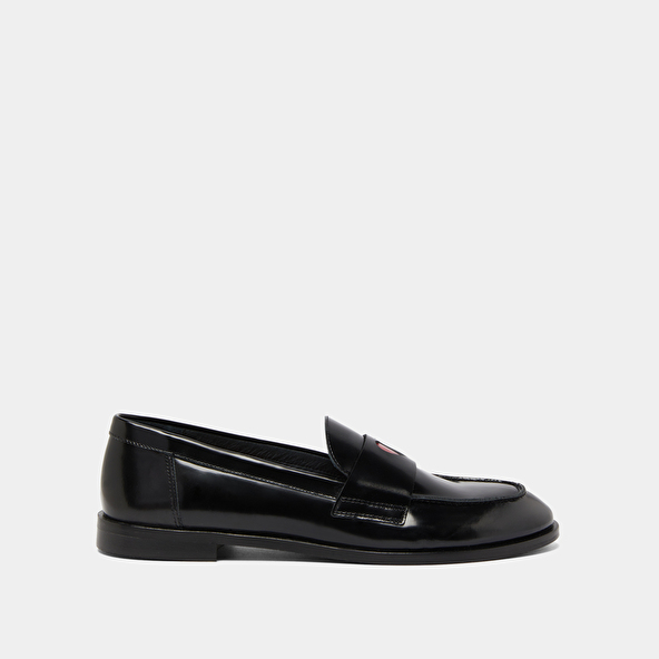 Mocassins à bouts ronds en cuir glacé noir | donjuan