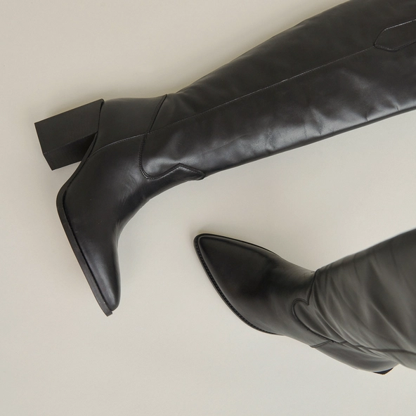 Bottes pointues à talons en cuir noir | PAPRIKA | Jonak