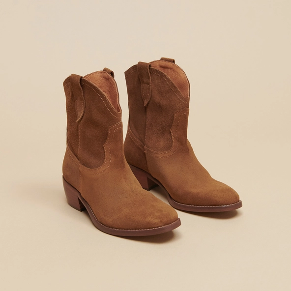 Boots &agrave; bouts ovales en croute cognac | MARBELLA | Jonak