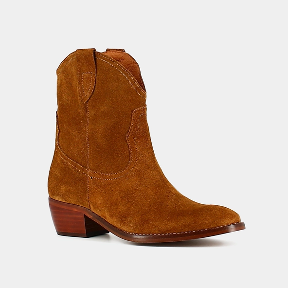 Boots &agrave; bouts ovales en croute cognac | MARBELLA | Jonak