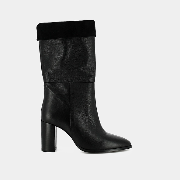 Bottines pointues en cuir et velours noirs | VANNES | Jonak