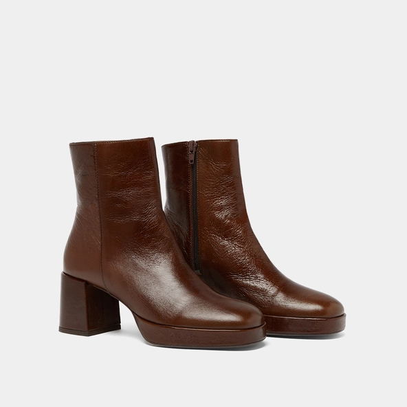 Bottines &agrave; bouts carr&eacute;s en cuir vieilli marron | VANVES | Jonak