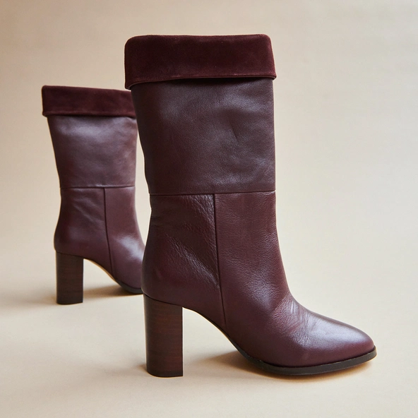 Bottes pointues en cuir et velours bordeaux | VANNES | Jonak