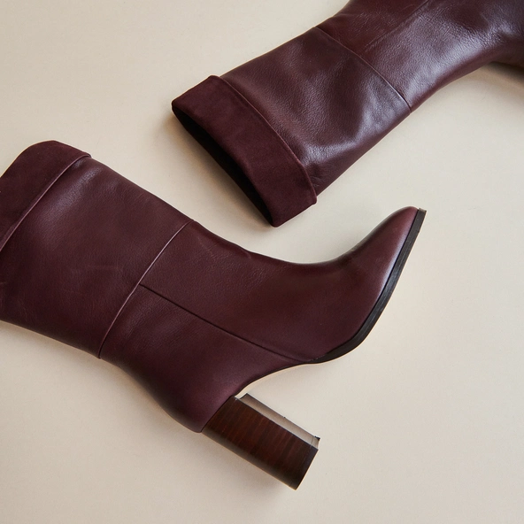Bottes pointues en cuir et velours bordeaux | VANNES | Jonak