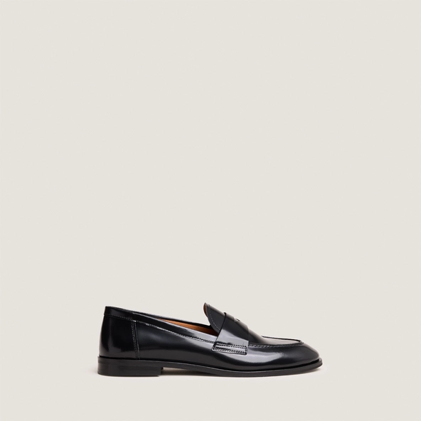 Mocassins à bouts ronds en cuir glacé noir | THELMA | Jonak