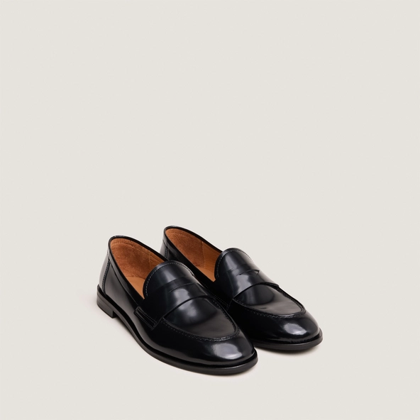 Mocassins à bouts ronds en cuir glacé noir | THELMA | Jonak
