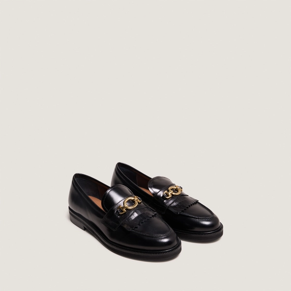 Mocassins à boucles dorées en cuir noir | DELPHES | Jonak