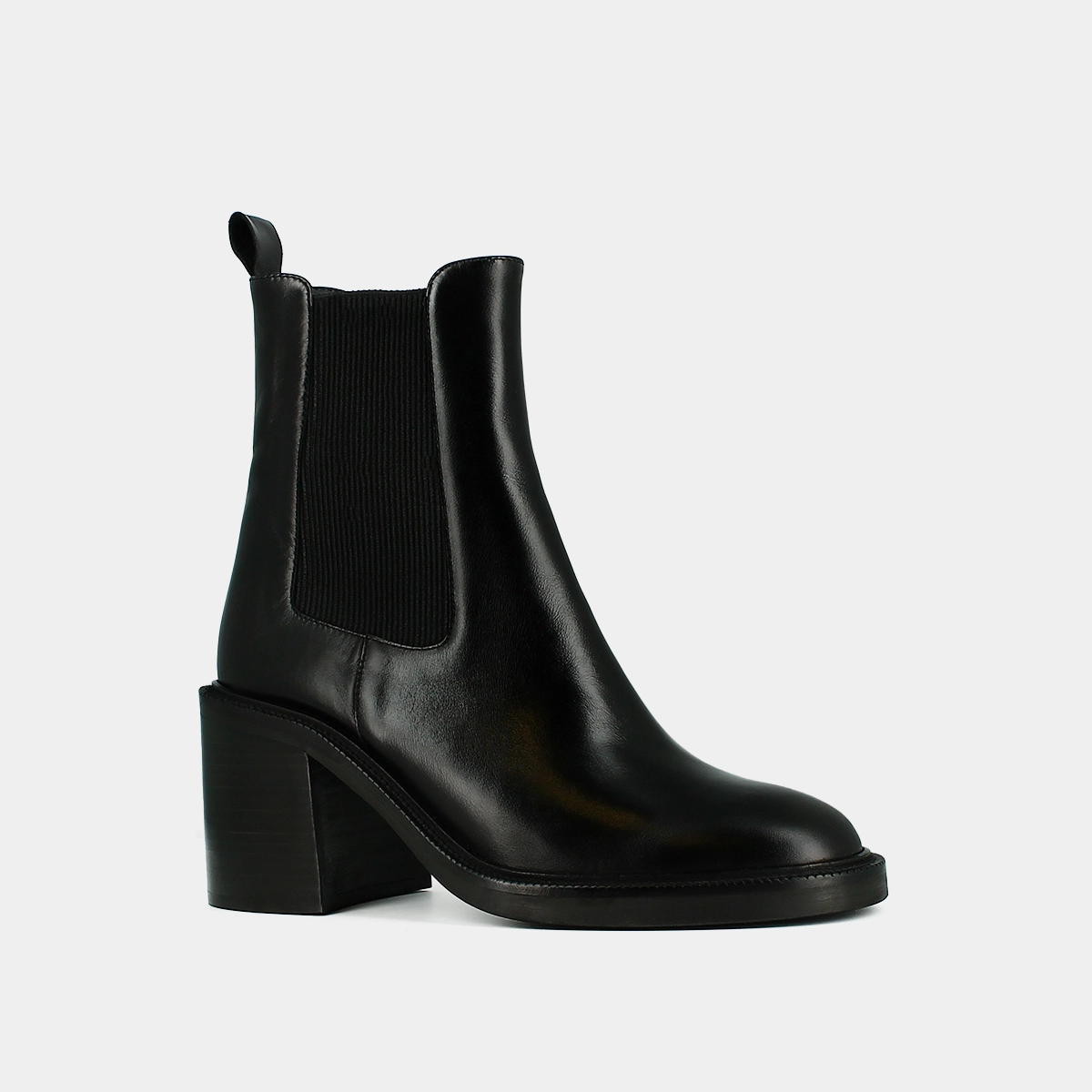 Bottines à talons en cuir noir | DOIGT | Jonak