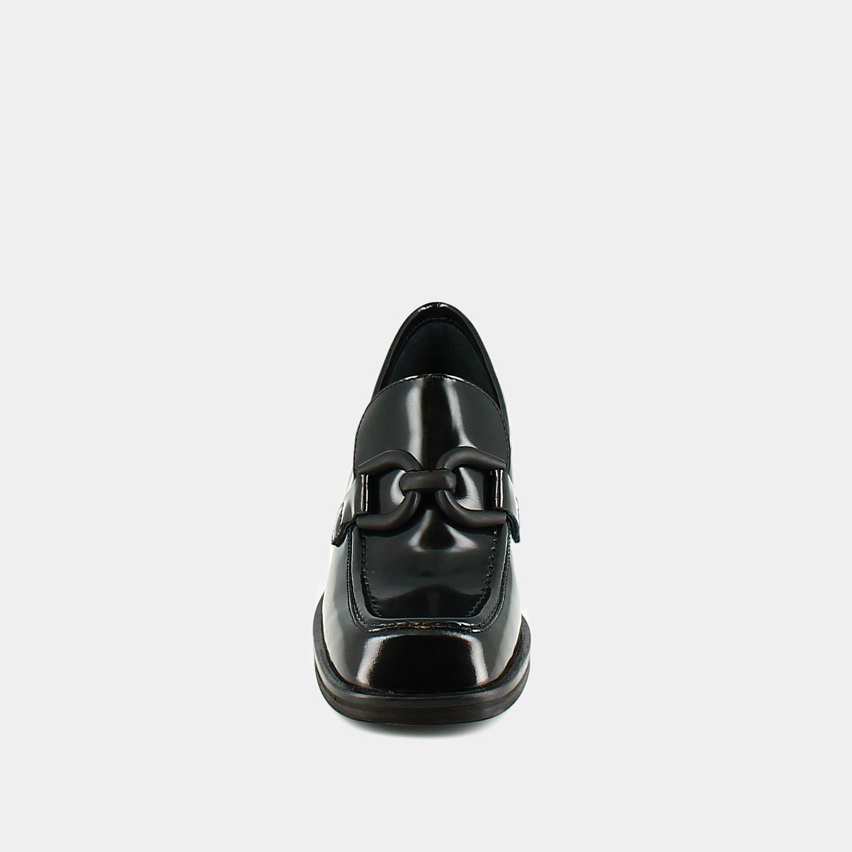 Mocassins à talons en cuir glacé noir | DARKNET | Jonak