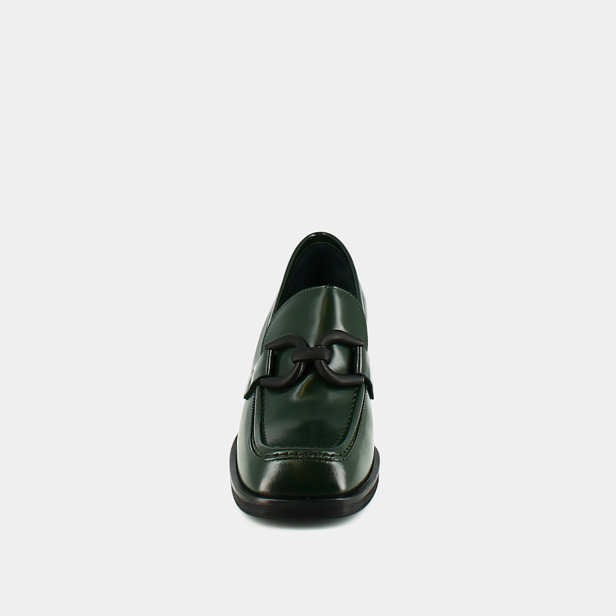 Mocassins à talons en cuir glacé vert sapin | DARKNET | Jonak