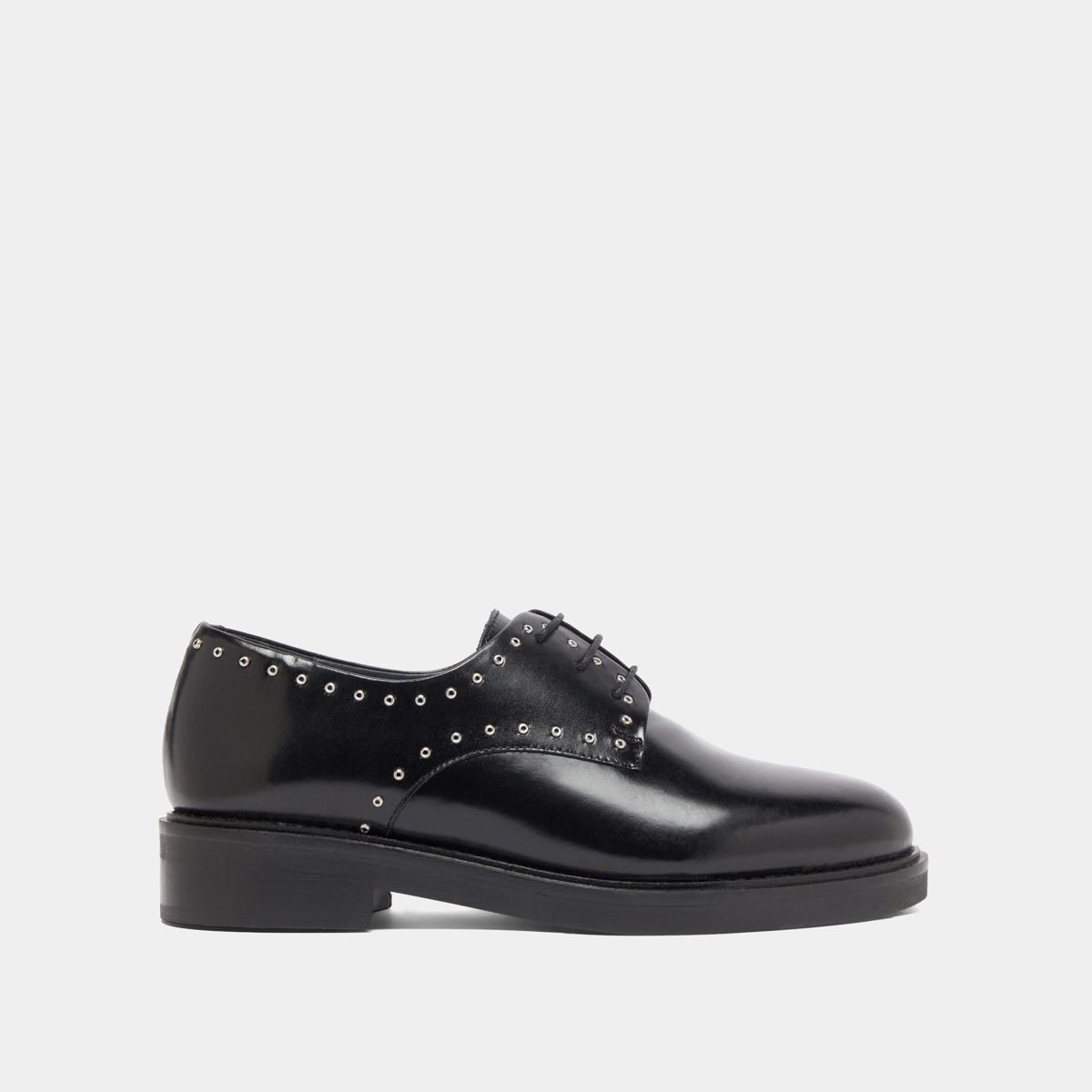 Derbies à détails argentés en cuir noir | DAHO | Jonak