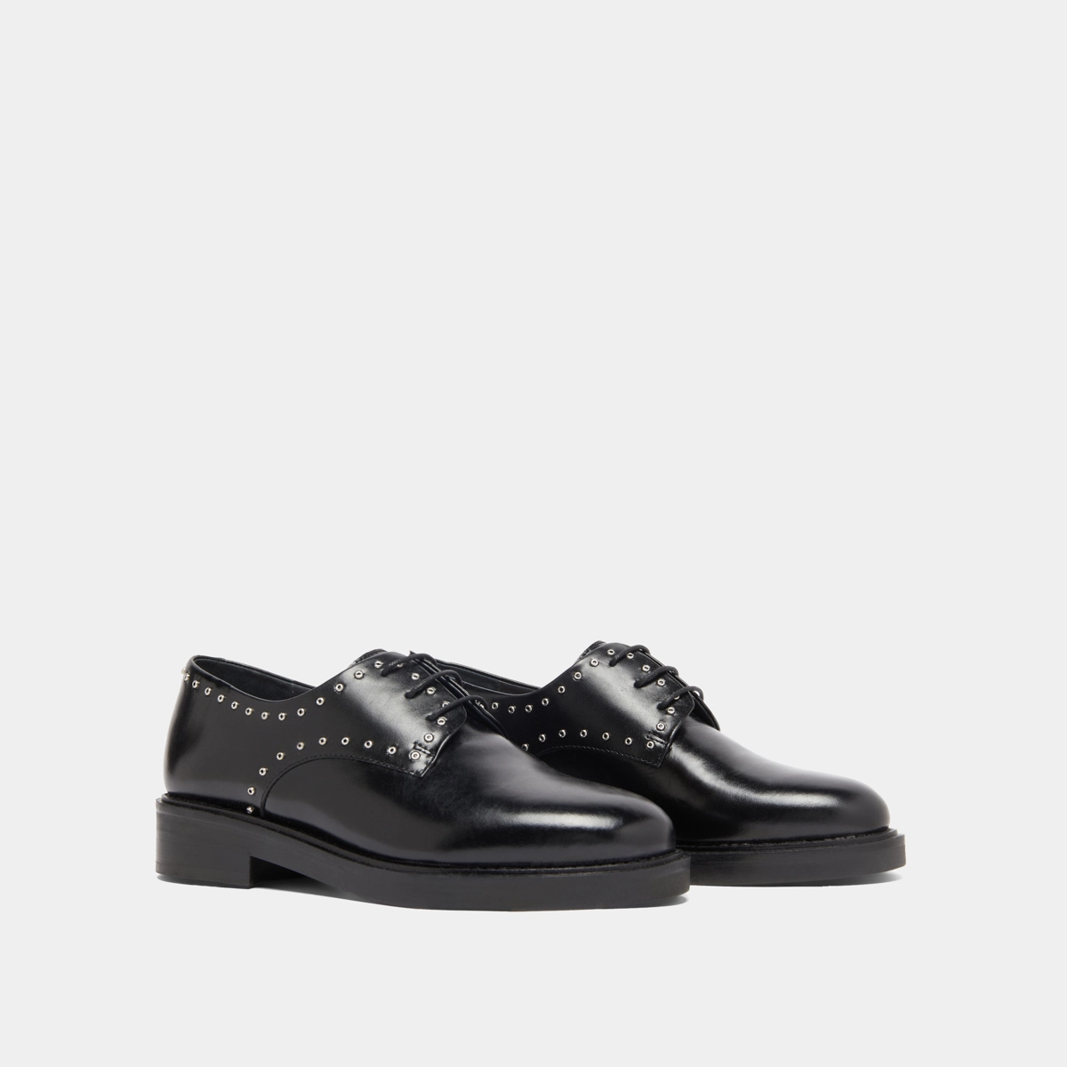 Derbies à détails argentés en cuir noir | DAHO | Jonak