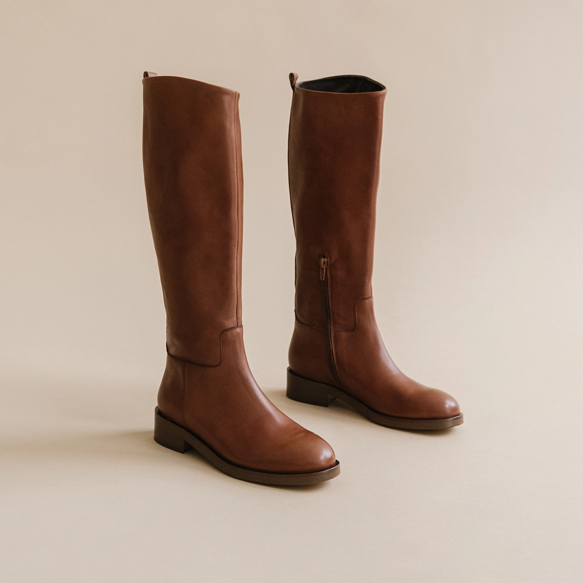 Bottes hautes en cuir cognac | MACARON | Jonak